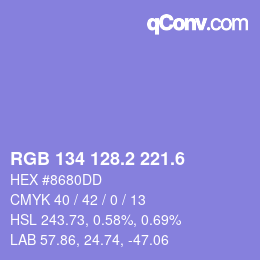 カラーコード: RGB 134 128.2 221.6 | qconv.com