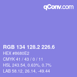 カラーコード: RGB 134 128.2 226.6 | qconv.com