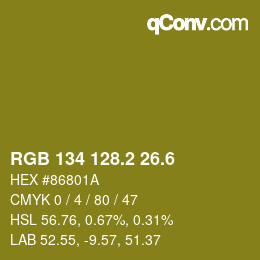 カラーコード: RGB 134 128.2 26.6 | qconv.com