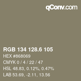 カラーコード: RGB 134 128.6 105 | qconv.com