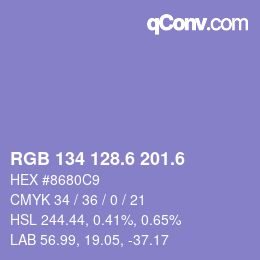 カラーコード: RGB 134 128.6 201.6 | qconv.com
