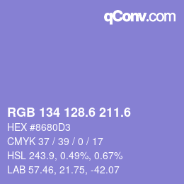 カラーコード: RGB 134 128.6 211.6 | qconv.com