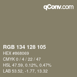 Código de color: RGB 134 128 105 | qconv.com
