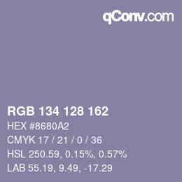 Color code: RGB 134 128 162 | qconv.com