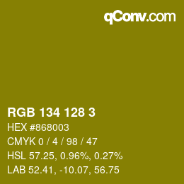 Color code: RGB 134 128 3 | qconv.com