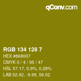 Color code: RGB 134 128 7 | qconv.com