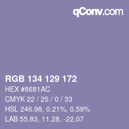 Farbcode: RGB 134 129 172 | qconv.com