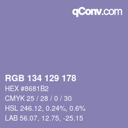 カラーコード: RGB 134 129 178 | qconv.com