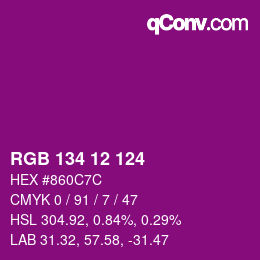 Color code: RGB 134 12 124 | qconv.com