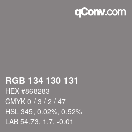 Farbcode: RGB 134 130 131 | qconv.com