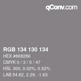 颜色代码: RGB 134 130 134 | qconv.com