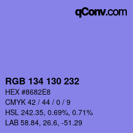 Color code: RGB 134 130 232 | qconv.com