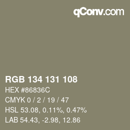 颜色代码: RGB 134 131 108 | qconv.com
