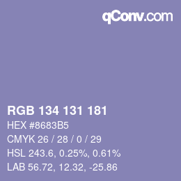 Color code: RGB 134 131 181 | qconv.com