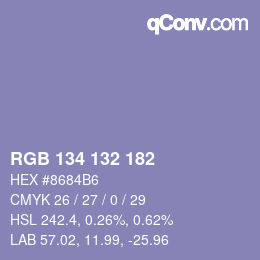 カラーコード: RGB 134 132 182 | qconv.com