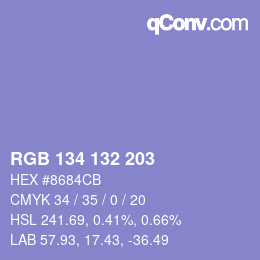 Color code: RGB 134 132 203 | qconv.com