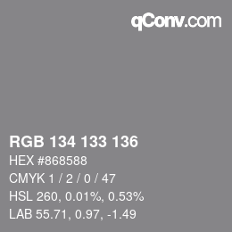 Color code: RGB 134 133 136 | qconv.com