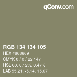 Color code: RGB 134 134 105 | qconv.com
