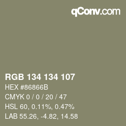 Color code: RGB 134 134 107 | qconv.com