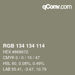 Color code: RGB 134 134 114 | qconv.com