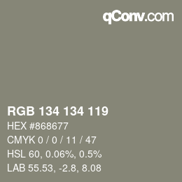 Color code: RGB 134 134 119 | qconv.com