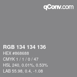 Color code: RGB 134 134 136 | qconv.com