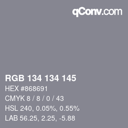 カラーコード: RGB 134 134 145 | qconv.com