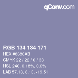 Color code: RGB 134 134 171 | qconv.com