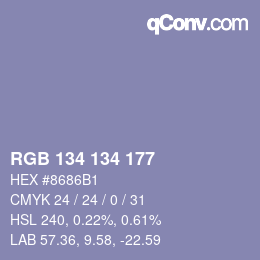Color code: RGB 134 134 177 | qconv.com