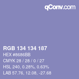 Color code: RGB 134 134 187 | qconv.com