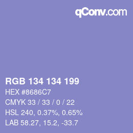 Color code: RGB 134 134 199 | qconv.com