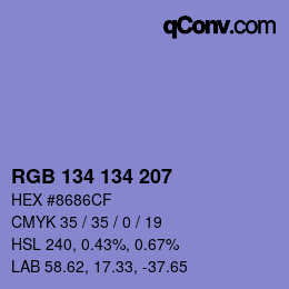Color code: RGB 134 134 207 | qconv.com
