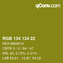 Color code: RGB 134 134 22 | qconv.com
