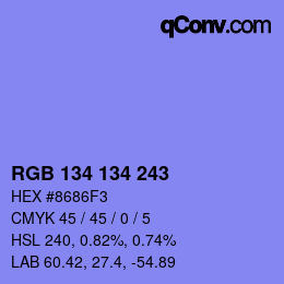 Color code: RGB 134 134 243 | qconv.com