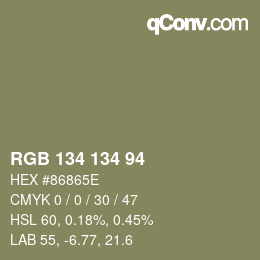 Color code: RGB 134 134 94 | qconv.com