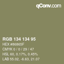 Color code: RGB 134 134 95 | qconv.com