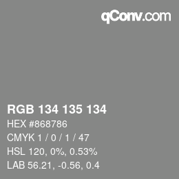 Color code: RGB 134 135 134 | qconv.com