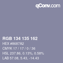 Color code: RGB 134 135 162 | qconv.com