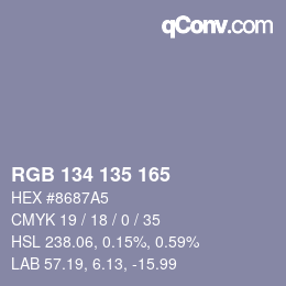 カラーコード: RGB 134 135 165 | qconv.com