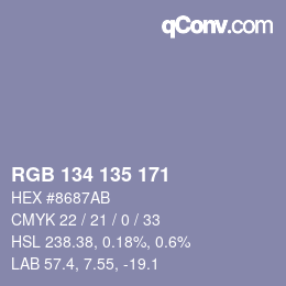 Color code: RGB 134 135 171 | qconv.com