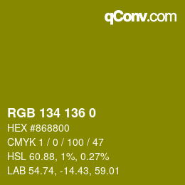 Color code: RGB 134 136 0 | qconv.com