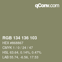 カラーコード: RGB 134 136 103 | qconv.com