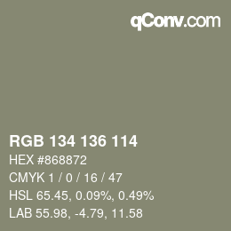 Color code: RGB 134 136 114 | qconv.com
