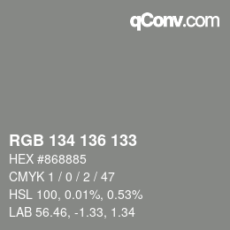 Color code: RGB 134 136 133 | qconv.com