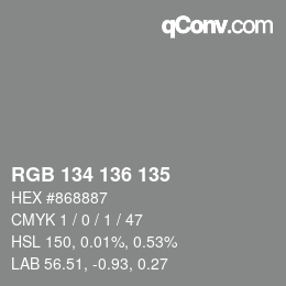 Color code: RGB 134 136 135 | qconv.com
