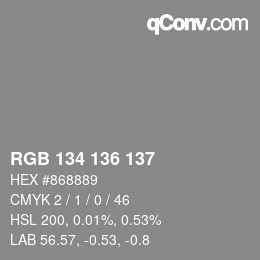 颜色代码: RGB 134 136 137 | qconv.com