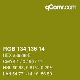 Color code: RGB 134 136 14 | qconv.com