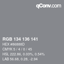 Código de color: RGB 134 136 141 | qconv.com