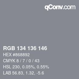 Color code: RGB 134 136 146 | qconv.com