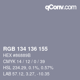 Color code: RGB 134 136 155 | qconv.com